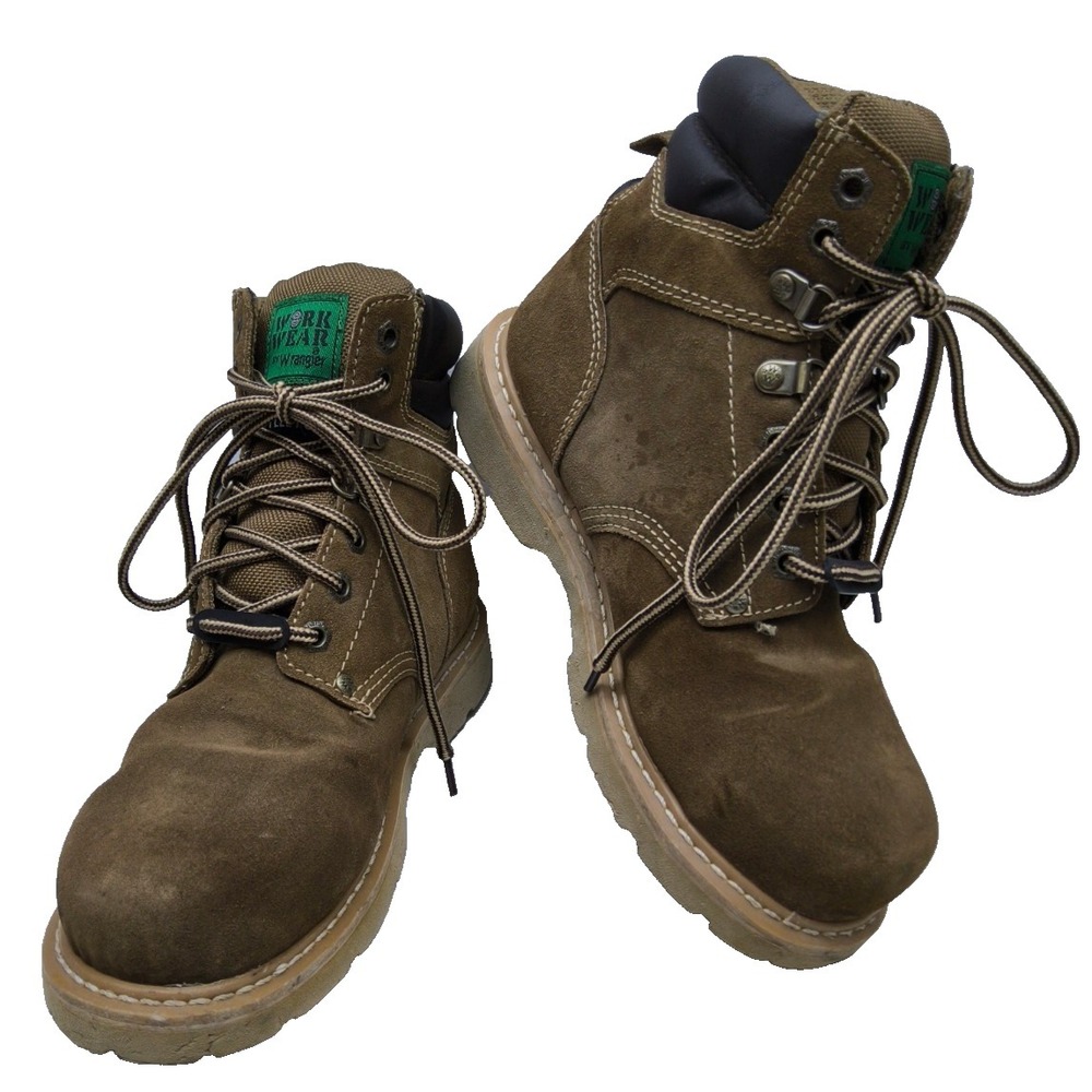 WRANGLER STEEL TOE WORK WEAR MENS 6.5M BROWN BOOTS‎ #46701 STEEL TOE